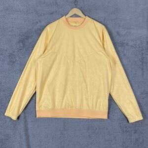 Nike Shield Shirt Men M Yellow Printed Standard Fit Crew Neck Long Sleeve Active